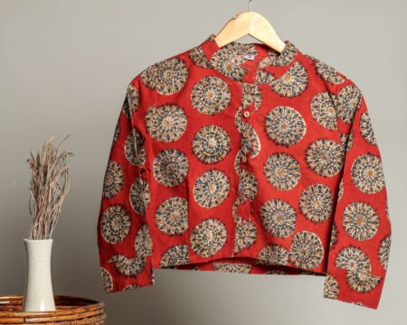 Handmade Block Print Cotton for Women ? Ethnic Floral Printed Top with Long Sleeves